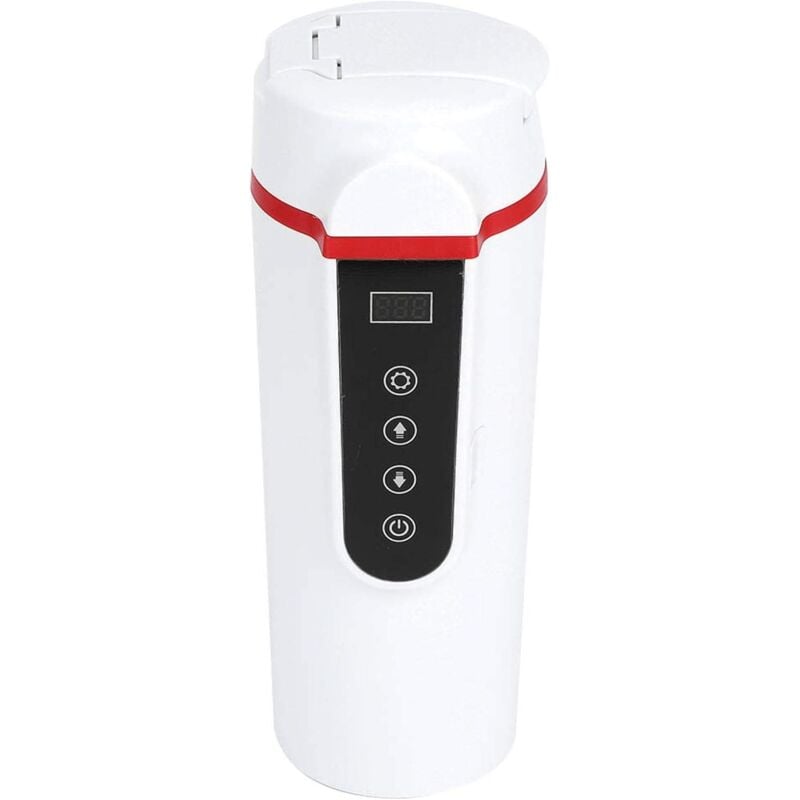 Bouilloire électrique, tasse d'eau de chauffage de voiture en acier inoxydable de 420 ml avec écran lcd, bouilloire de voyage allume-cigare 12V /