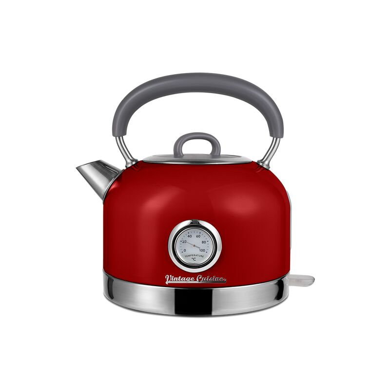  Bouilloire &eacute;lectrique Vintage Cuisine avec thermom&egrave;tre, 1,7 l ronde