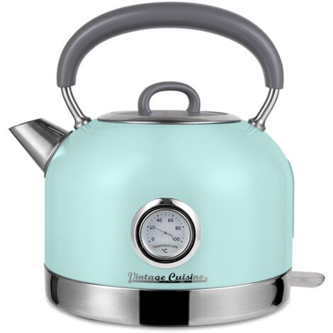 Bouilloire électrique Vintage Cuisine avec thermomètre, 1,7 l ronde