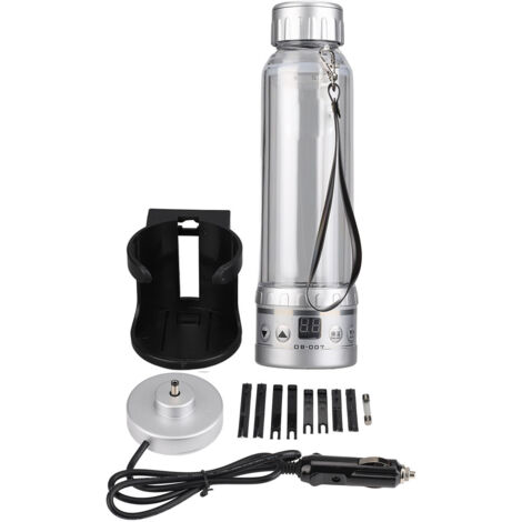 Bouilloire électrique voiture 12V/24V, 280ml transparente, grande capacité portable multifonction argentée