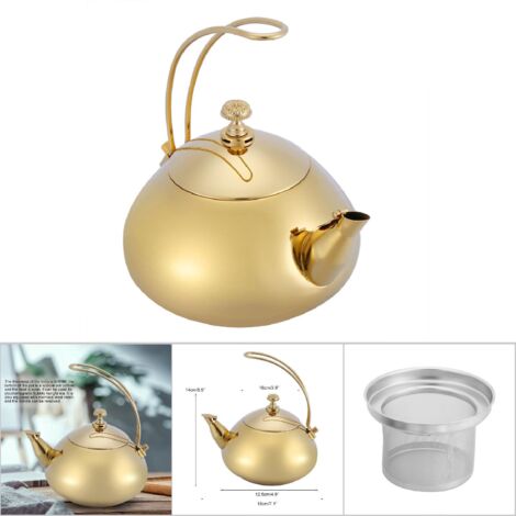 Bouilloire en acier inox 1,5L pour induction - Bouilloire classique dorée pour chauffe-eau rapide