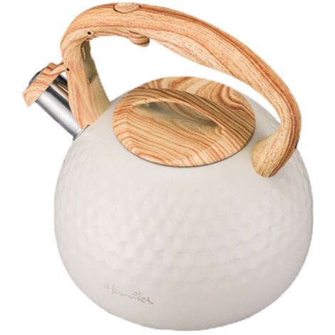 Bouilloire en acier inoxydable 3L à ouverture/fermeture d'une touche, avec sifflet, motif martelé, pour feu et induction