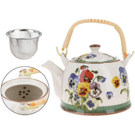 Bouilloire en céramique avec infuseur - Pensées (CARMANI)