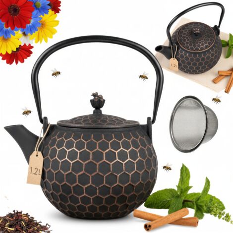 Bouilloire en fonte Bee 1,2 L avec infuseur à thé et herbes en fonte