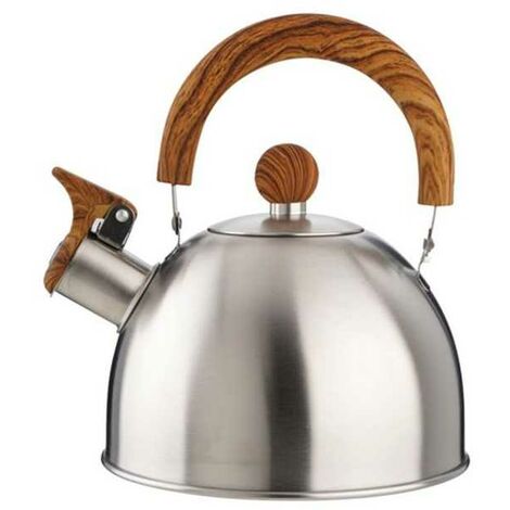 Bouilloire en inox Fischio avec manche en bois L.1,5 Eva