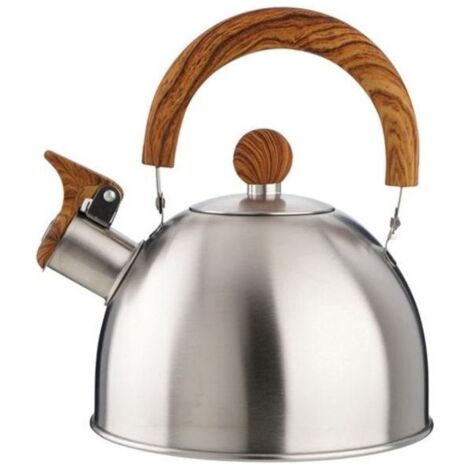 Bouilloire en inox Fischio avec manche en bois L.2,5 Eva
