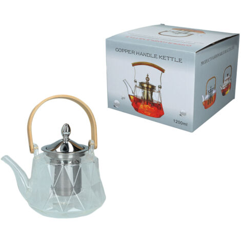 bouilloire en verre avec passoire