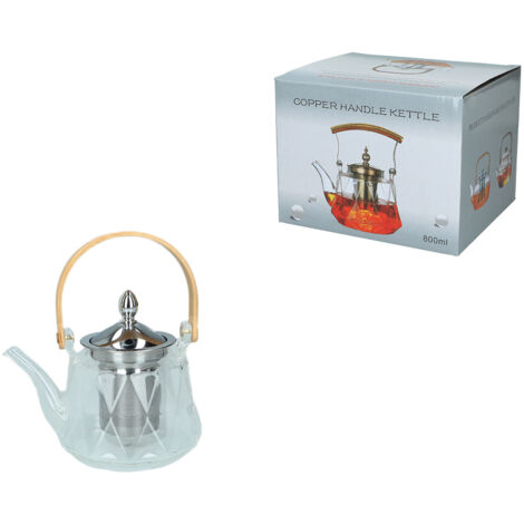 bouilloire en verre avec passoire