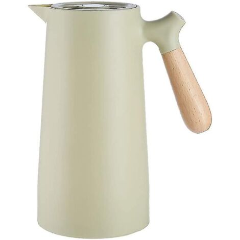 Bouilloire isotherme à double paroi en verre avec poignée en bois - 1000 ml Verte
