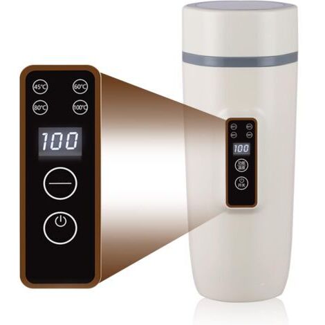 Bouilloire portable 3 en 1, chauffe-eau électrique, bouilloire, petite bouteille avec thermomètre de voyage, gourde, tasse chauffante, gourde, 0,6 L, contrôle intelligent de la température