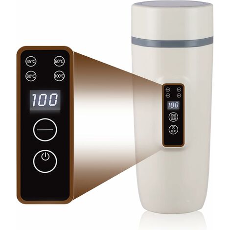 Bouilloire portable, chauffage électrique 3 en 1, bouilloire, petite bouteille de thermomètre de voyage, bouteille d'eau, tasse chauffante, bouteille d'eau, 0,6 l, contrôle intelligent de la températu