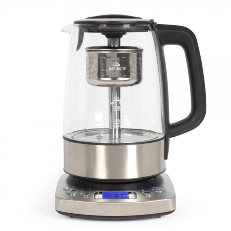 Livoo - Bouilloire sans fil 1.7l 2000w verre/gris DOD209