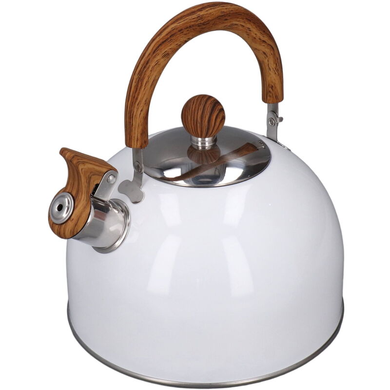 Bouilloire sifflante Capacité 2,5 l Acier inoxydable 304 blanc Chauffage rapide Poignée ergonomique Bouilloire sifflante pour la maison