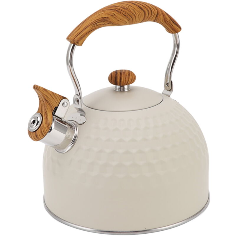 Bouilloire sifflante en acier inoxydable 2,5 l, chauffage uniforme, théière sifflante avec poignée d'isolation thermique