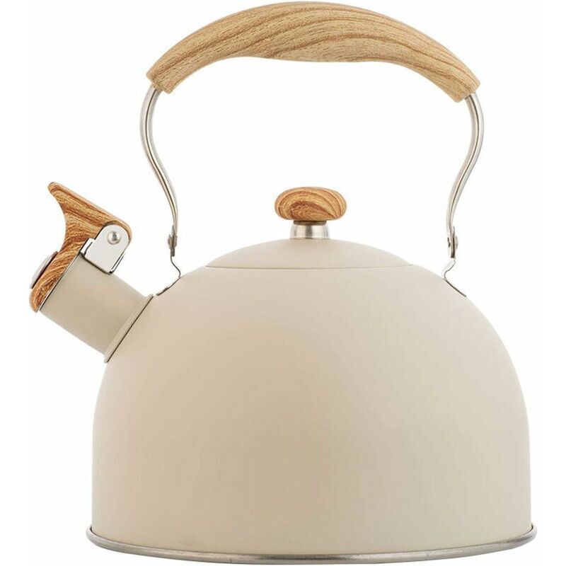 Bouilloire sifflante en inox, théière 2,5 l compatible gaz et induction, nettoyage facile
