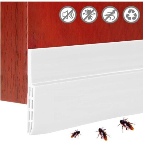 -Bouillon de porte anti-froid 120 x 5 cm Bouchon de porte adhésif Insonorisation Isolation thermique Coupe-vent Coupe-vent en silicone souple pour anti-souris Anti-insectes (Blanc)