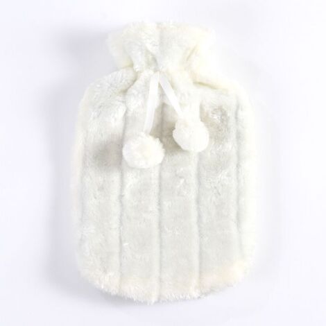 Bouillotte 2L bouillotte chauffante bouillotte adulte et enfant bouillotte isolante bouillotte lit peluche, blanche