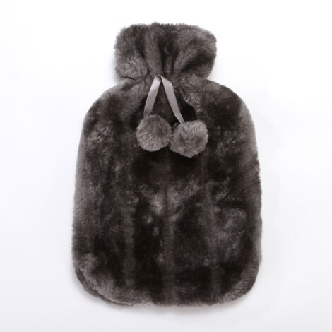 Bouillotte 2L bouillotte chauffante bouillotte adulte et enfant bouillotte isolante bouillotte lit peluche, gris