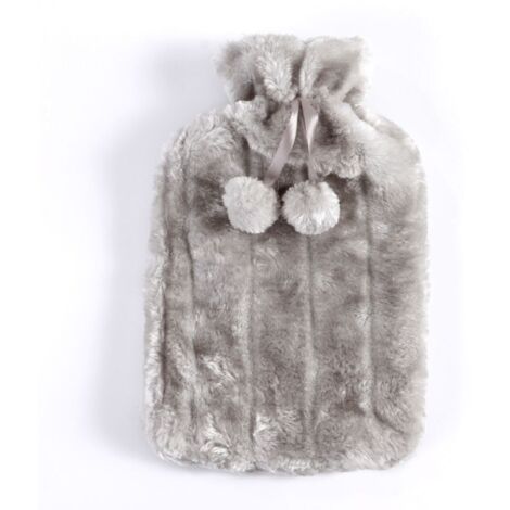 Bouillotte 2L bouillotte chauffante bouillotte adulte et enfant bouillotte isolante bouillotte lit peluche, gris clair