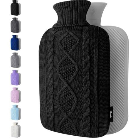 Bouillotte avec housse - Housse tricotée douce de qualité supérieure - Grande bouillotte 2l, bouillotte pour enfants, bouill