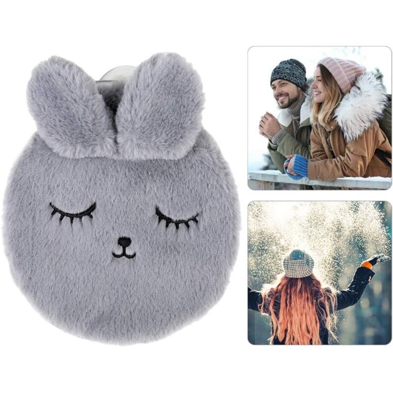 Bouillotte avec housse,Bouillotte Peluche,bouillotte avec housse en peluche amovible et lavable,Aide à fournir les plus de chaleur et de confort