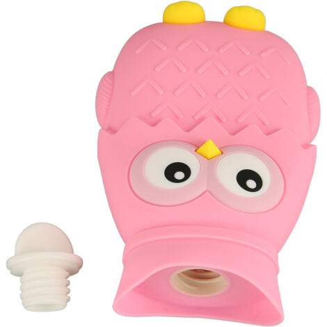 Bouillotte Eau Chaude Hibou Rose 400ml Silicone pour Micro-ondes Portable