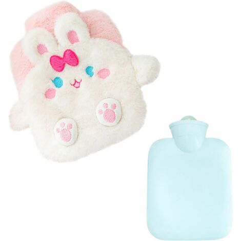 Bouillotte Peluche Lapin, Bouillottes Mignonne Bouillotte eau Chaude Enfant Petite Bouillotte par Temps Froid Bon Cadeau pour La Famille Amie,500ml