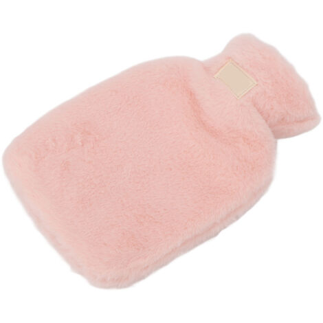 Bouillotte PVC 1000ml avec housse polaire anti-fuite - Chauffant pour lit rose hiver