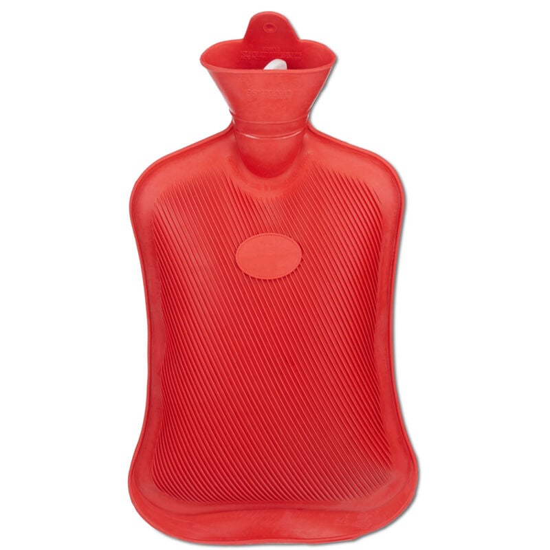 Bouillotte, lot de 3, sans housse, durable, sûr, 2 litres, pour le lit, caoutchouc inodore, eau chaude, rouge