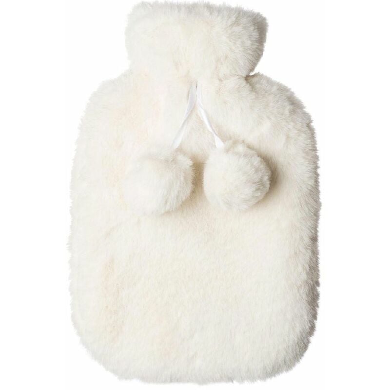 Bouillotte toute douce à pompons