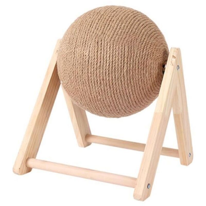 Boule à gratter en bois pour chat Grattoir stable Meubles pour animaux de compagnie isal naturel résistant à l'usure S Flameer