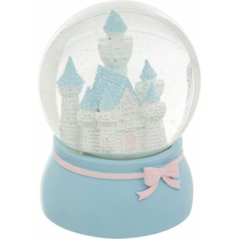 Boule à Neige en Verre Château 13cm Bleu