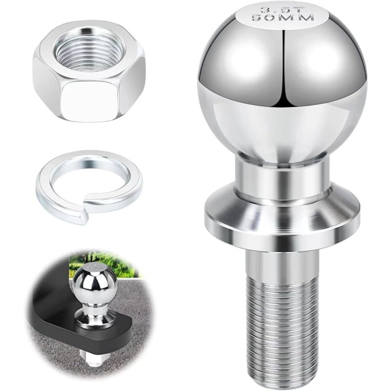 Boule Attelage, 50mm 3,5T Boule Attelage Remorque, Boulon à Tête Sphérique 22 mm, Boule d'Attelage pour Tracteur, Boule D'attelage pour Charges