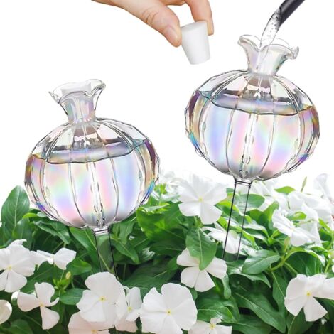 Boule D'arrosage - Lot De 2 - Verre Irisé - Irrigation Automatique - Plante Intérieur Et Jardin - 23x7,5cm