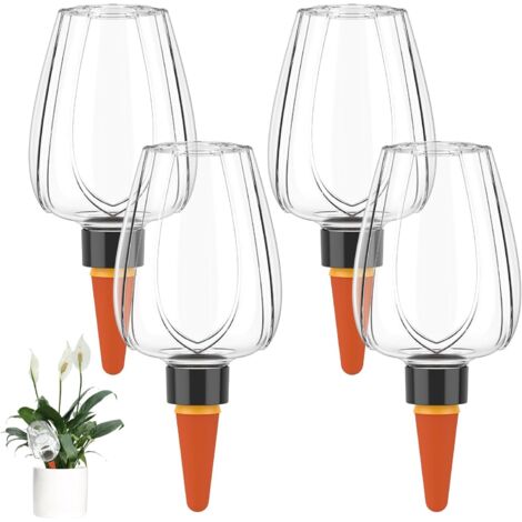 Boule D'arrosage - Lot De 4 - Céramique Et Plastique - Irrigation Automatique 350 Ml - Intérieur Et Jardin - Transparent