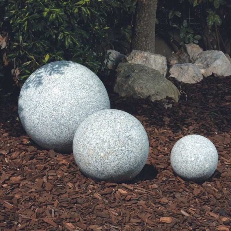 Boule déco jardin granit (grand format) - Gris clair 30 cm - Gris clair
