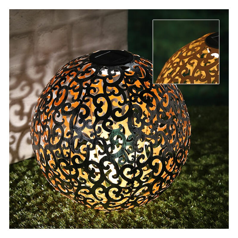 Spetebo - Boule décorative solaire en métal - ø 28,5cm - blanc chaud