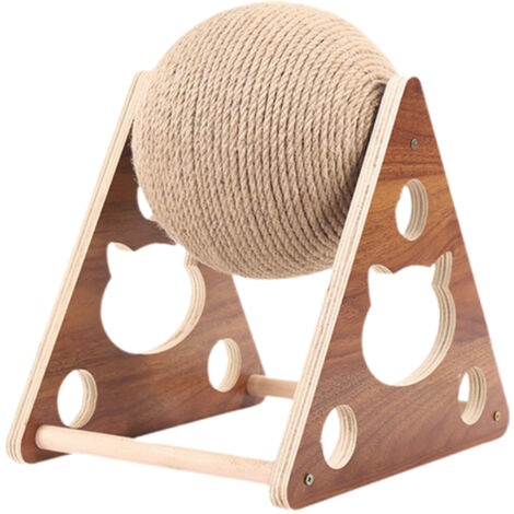 Boule de corde sisal pour chat, jouet interactif griffoir avec étagère en bois pour arbre à chat