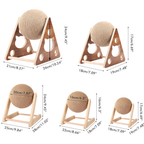 Boule de corde sisal pour chat, jouet interactif griffoir avec étagère en bois pour arbre à chat