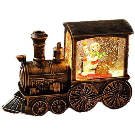 Boule de cristal décorative, veilleuse LED, brosse de train dorée
