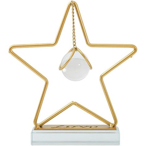 Boule de cristal transparente avec décorations de support dorées, s