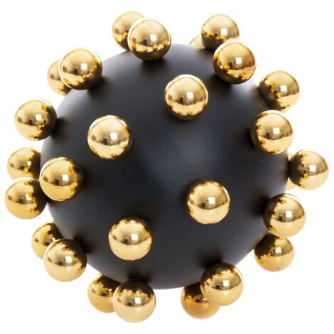 Boule de fer noire et dorée 13 x 13 x 13 cm