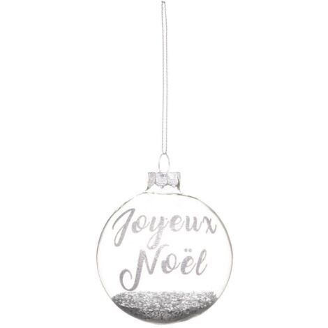 Boule de Noël 70mm jaune argenté en verre - Feeric lights & christmas