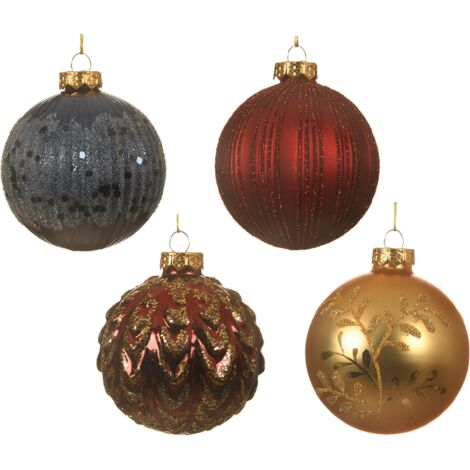 Boule de Noël assortie 4 motifs Ø8cm