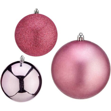 Boule de Noël de ø 10 cm 6 pièces plastique rose