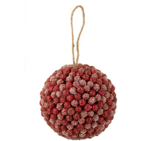 Boule de Noël Déco "Baies" 17cm Rouge