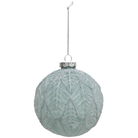 Boule de Noël en verre 100mm givré vert - Atmosphera créateur d'intérieur