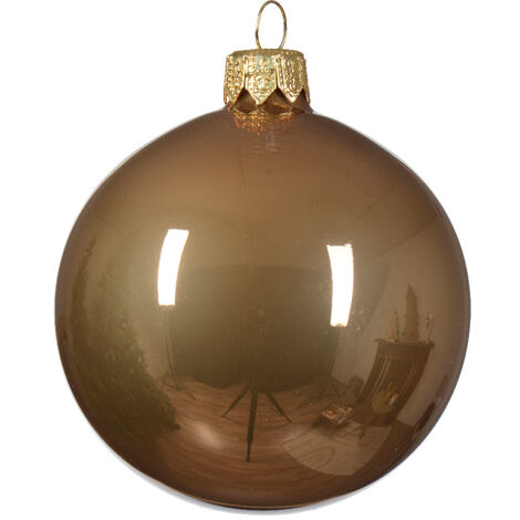 Boule de Noël en verre émaillé couleur marron gingembre ø 8cm