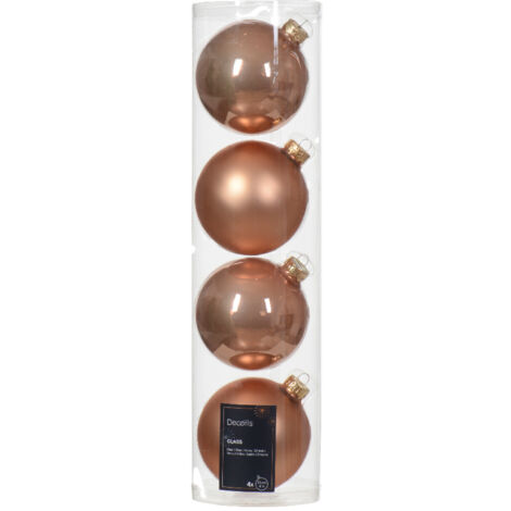 Boule de Noël en verre émaillé mat avec décorations de Noël rose pétillant ø 10cm