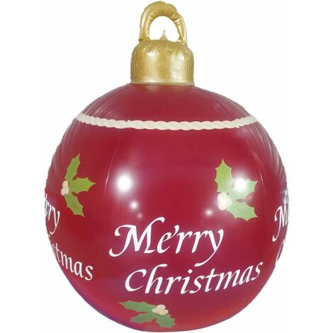Boule de Noël Géante 60cm Boule de Noël Gonflable Ballons de Noël avec Pompe Décoration Noël Exterieur en PVC pour Maison Sapin Jardin Pelouse (J)